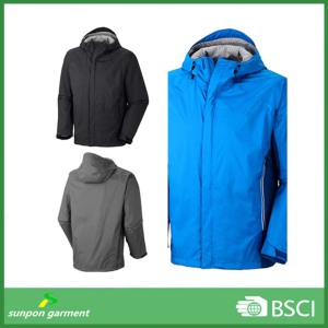 Different Colours Zipper Side Pockets Poylester with Collar Men Windbreaker Jacket