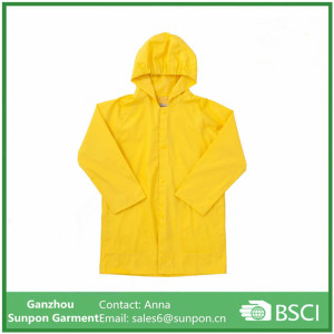 High Quality Yellow Color Raincoat for Childrens